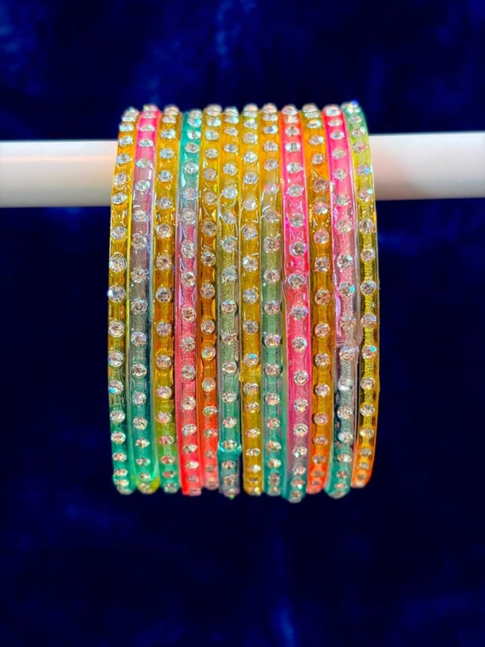 Women's Multi-Piece Rhinestone Bangle Set, Translucent Stackable Resin Wristband